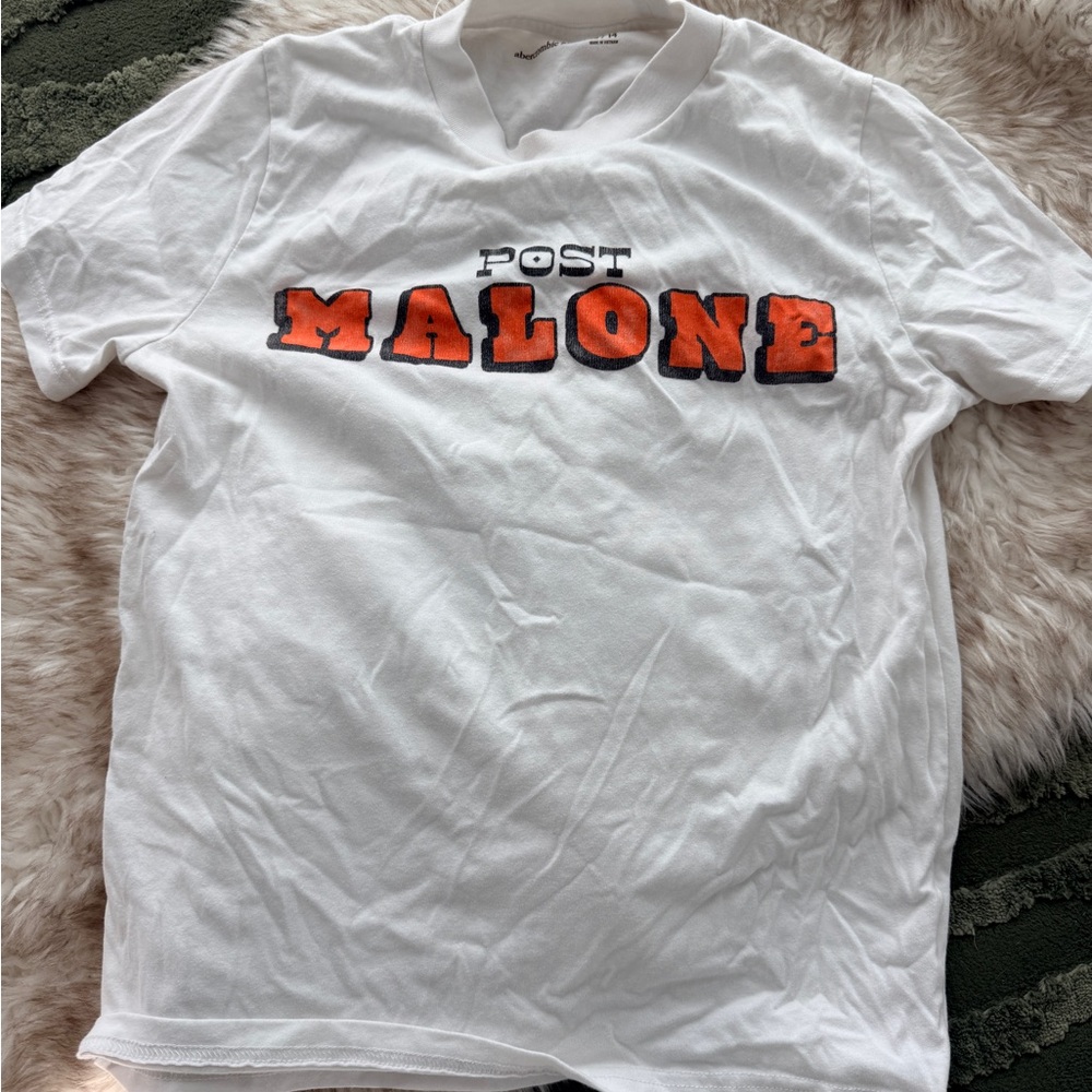 Abercrombie Kids White and Orange Graphic Tee